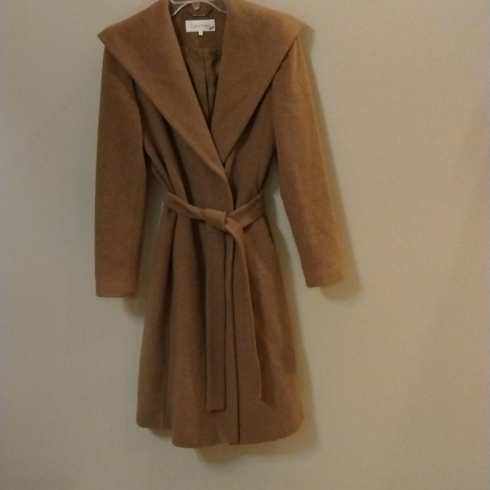 Calvin Klein Camel Wool Coat, size 4